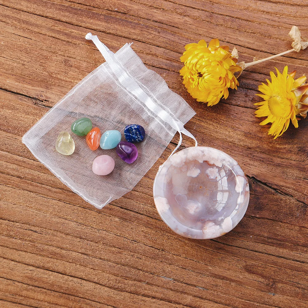 

Different Chakras Natural Mineral Specimen Perfect Gift Creative Seven-color Gem Set Unique Design Decorative Gemstone Set