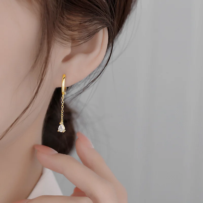 Позолоченные серьги-кольца с кристаллами и каплями воды для женщин девочек