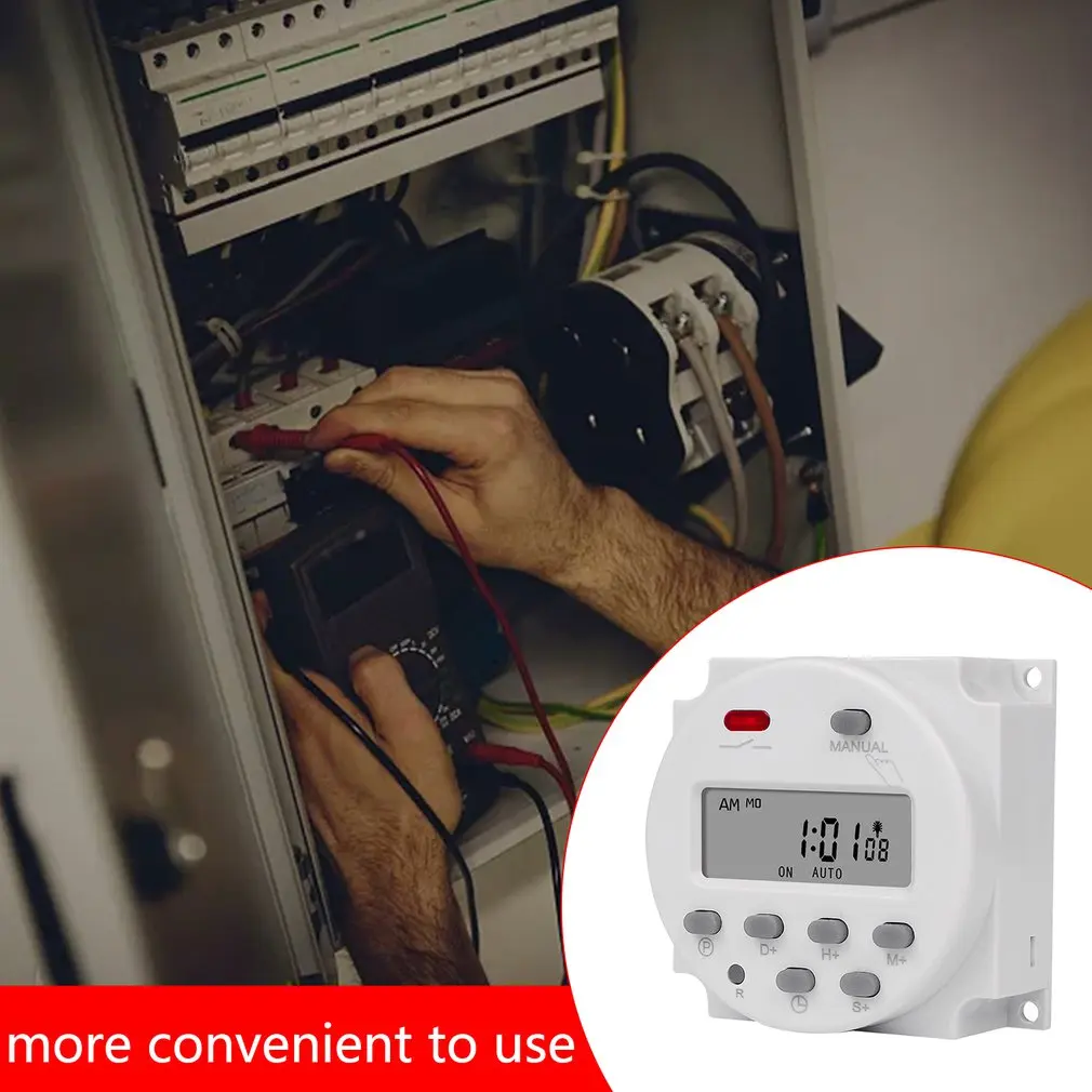 Интервальный цифровой таймер с ЖК-дисплеем SINOTIMER CN101S, программируемый на 7 дней, с практическим реле времени для включения.