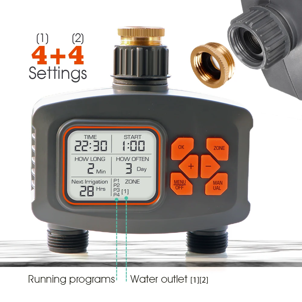 Умный Цифровой таймер для орошения сада устройство двухканального с ЖК-дисплеем