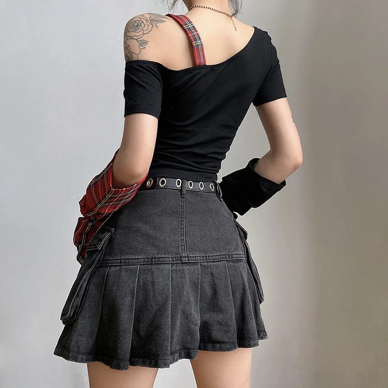 Женский винтажный топ с коротким рукавом в стиле панк |