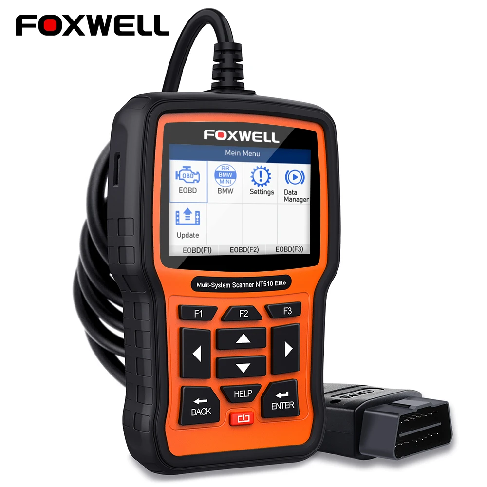 FOXWELL NT510 Elite автомобильный все системы OBD 2 сканер считыватель кодов