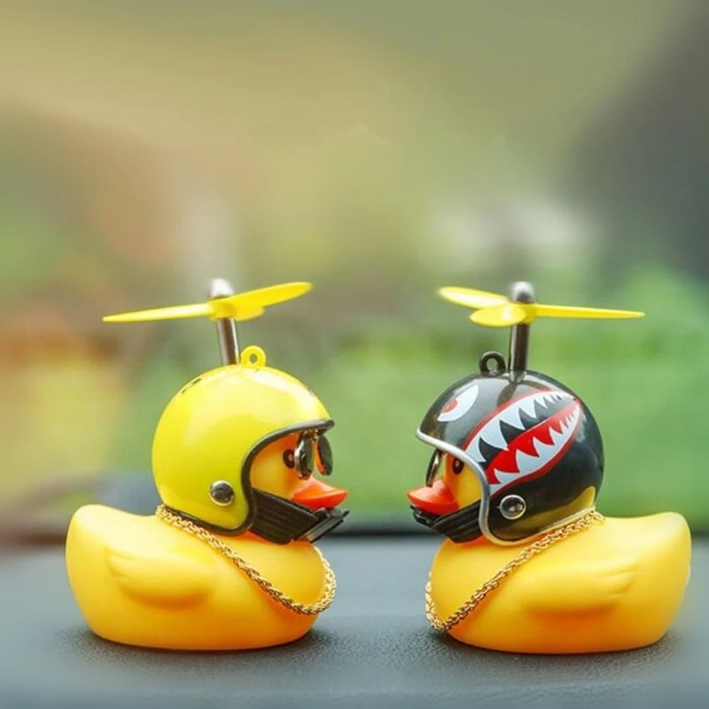 Baby Toys Rubber Duck Kids Toys Helmet Yellow Duck with Glue Propeller Baby Shark Toy Bath Toys Car Ornaments Room Decoration