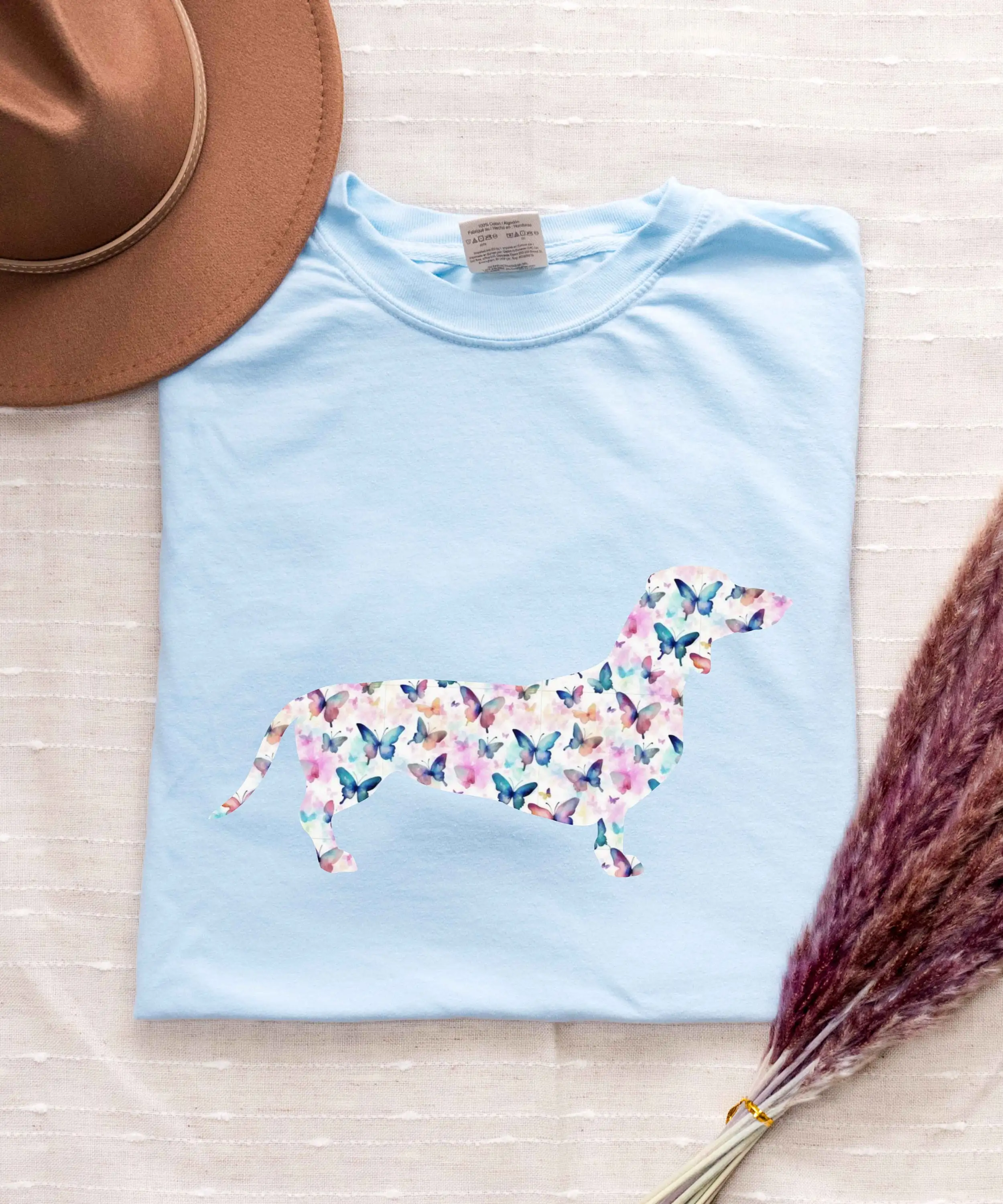 Пастельные бабочки такса Dottie Weiner силуэт собаки многоцветная тяжелая удобная