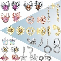 mybeboa style 925 sterling silver earrings pink daisy flower stud golden earrings women anniversary engagement jewelry