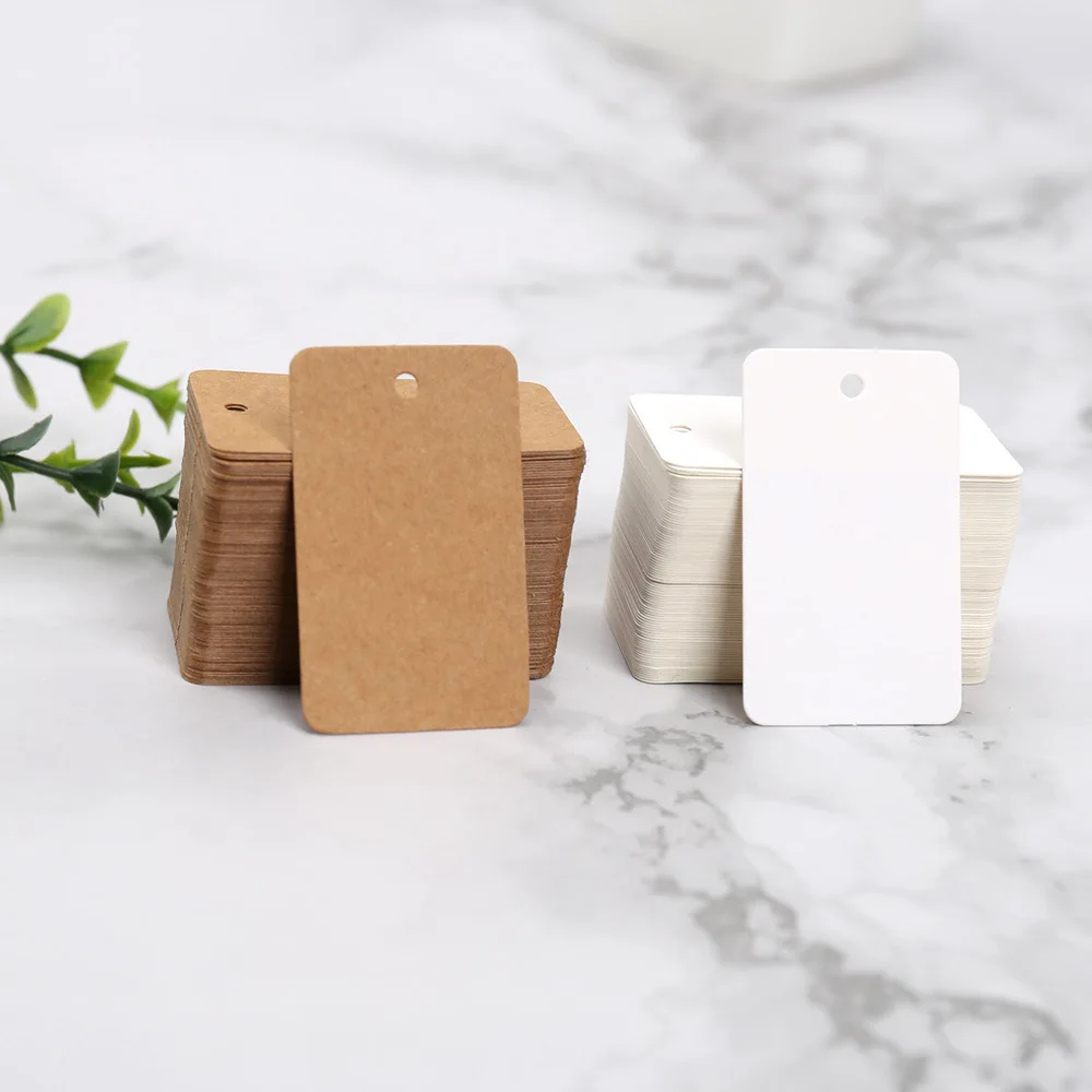 

5x3cm Blank Kraft Paper Tags White Cardboard Garment Shoes Product Price Tag Package Bags Decor Word Card DIY Crafts 50-100 Pcs