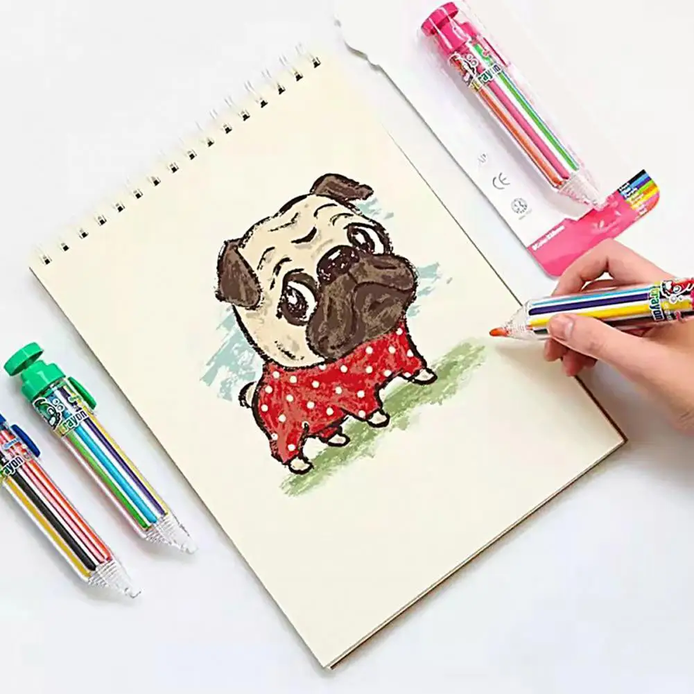 

Карандаш для рисования вращающийся сменный Пластиковый корпус для креативных детей, 8 цветов, разноцветные карандаши, школьные принадлежно...