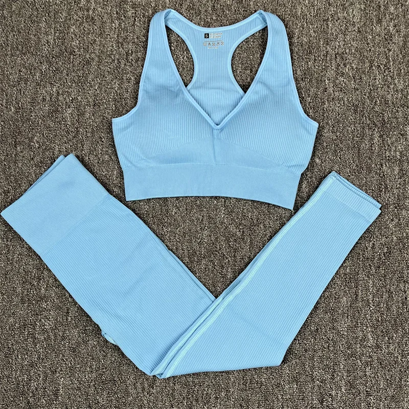 

2 Piece Yoga Set Women Workout Clothes Yoga Set Seamless Women Gym Clothing Athletic Sports Suit Sports Bra High Waist Leggings
