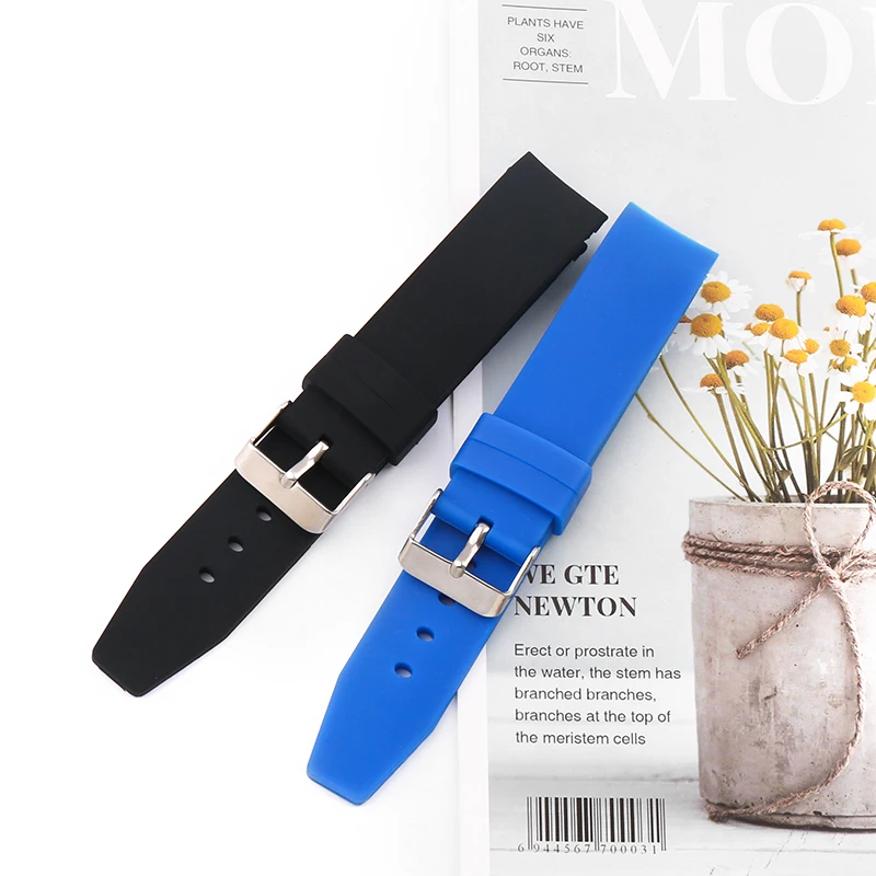 

20mm silicone strap watch accessories for Rolex Omega Seiko Outdoor sports rubber watch band men's wristband buckle watch strap