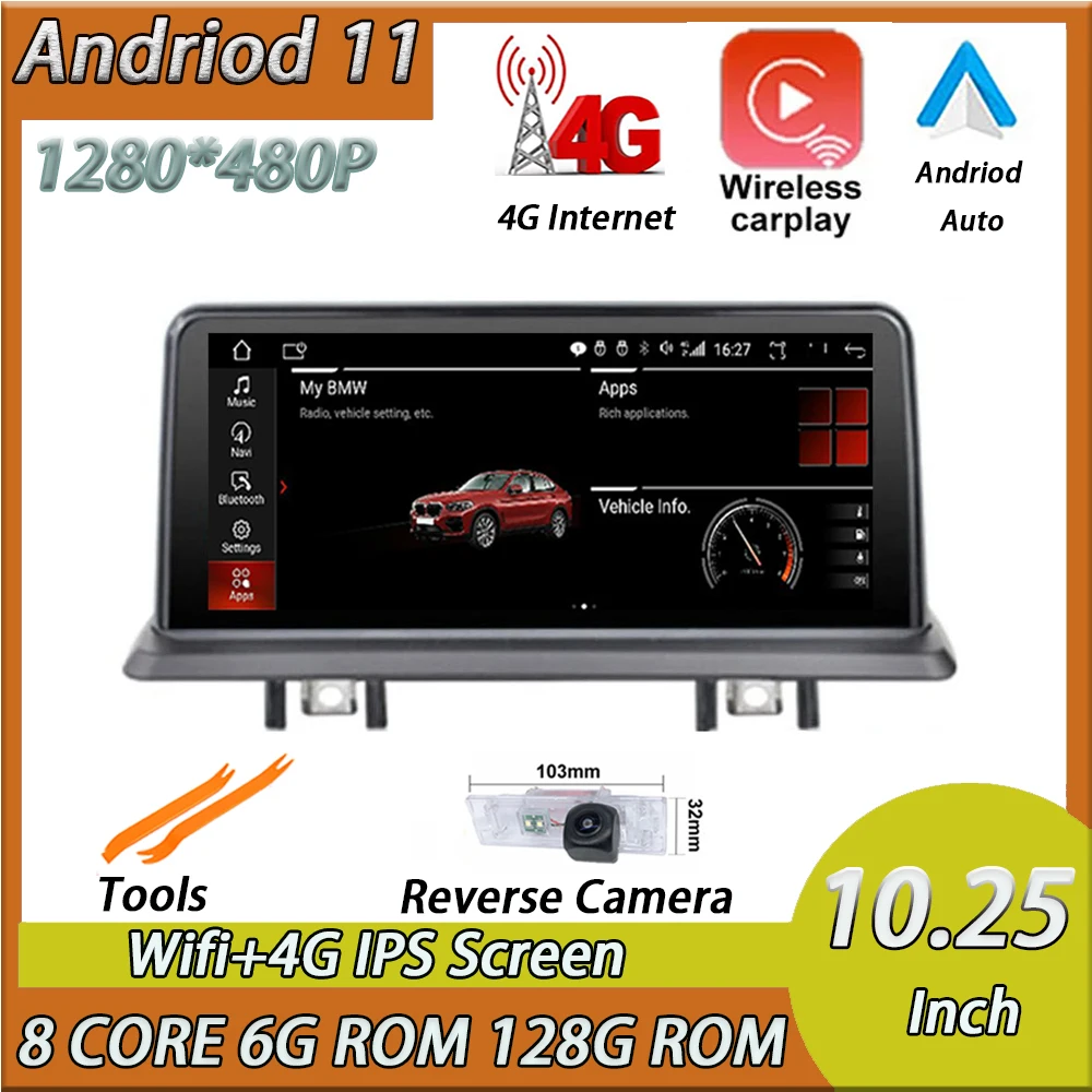

Автомагнитола для BMW 1 серии 120i E81 E82 E87 E88 2008-2012, система CIC, Android 11, стерео, 10,25 дюйма, GPS-навигация, видео