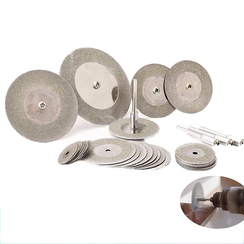 

12pcs Circular Cutting Disc with Mandrel Diamond Grinding Wheel Rotary 22/30/35mm Mini Saw Blades for Rotory Abrasive Tool