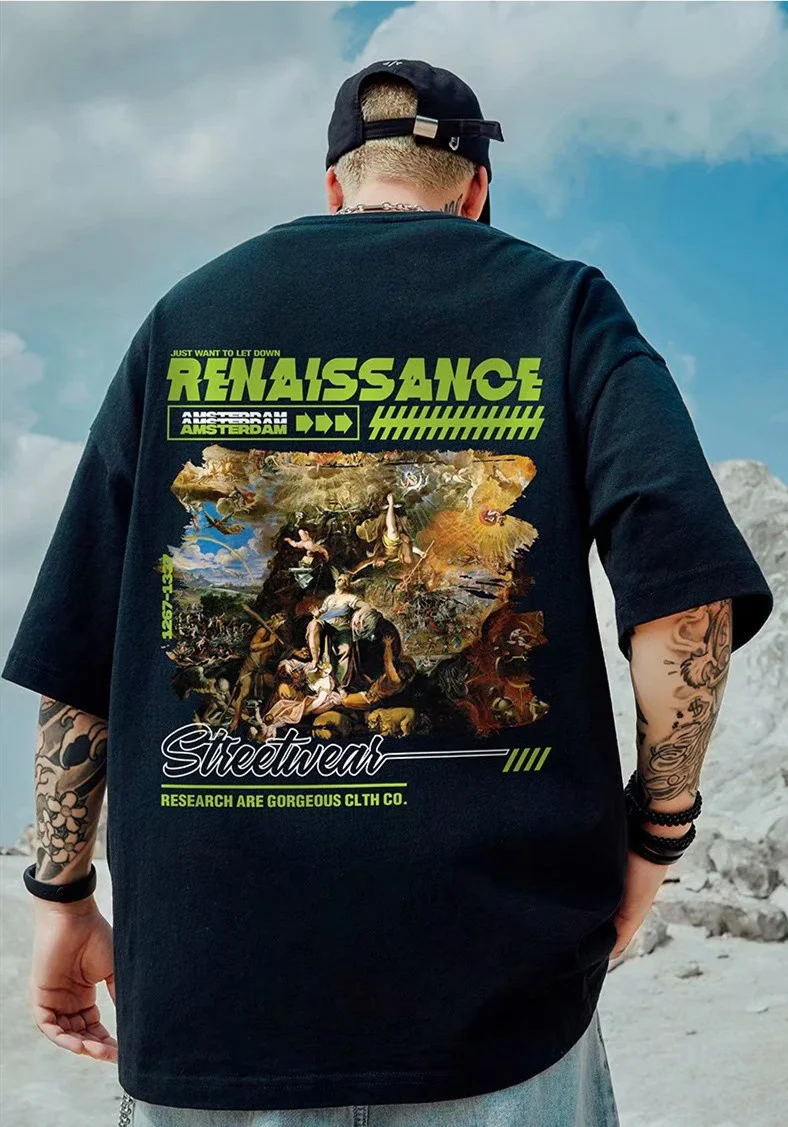 

Oversize fashion brand fat man Harajuku style plus large size national fashion loose short sleeve T-shirt half sleeve fashion