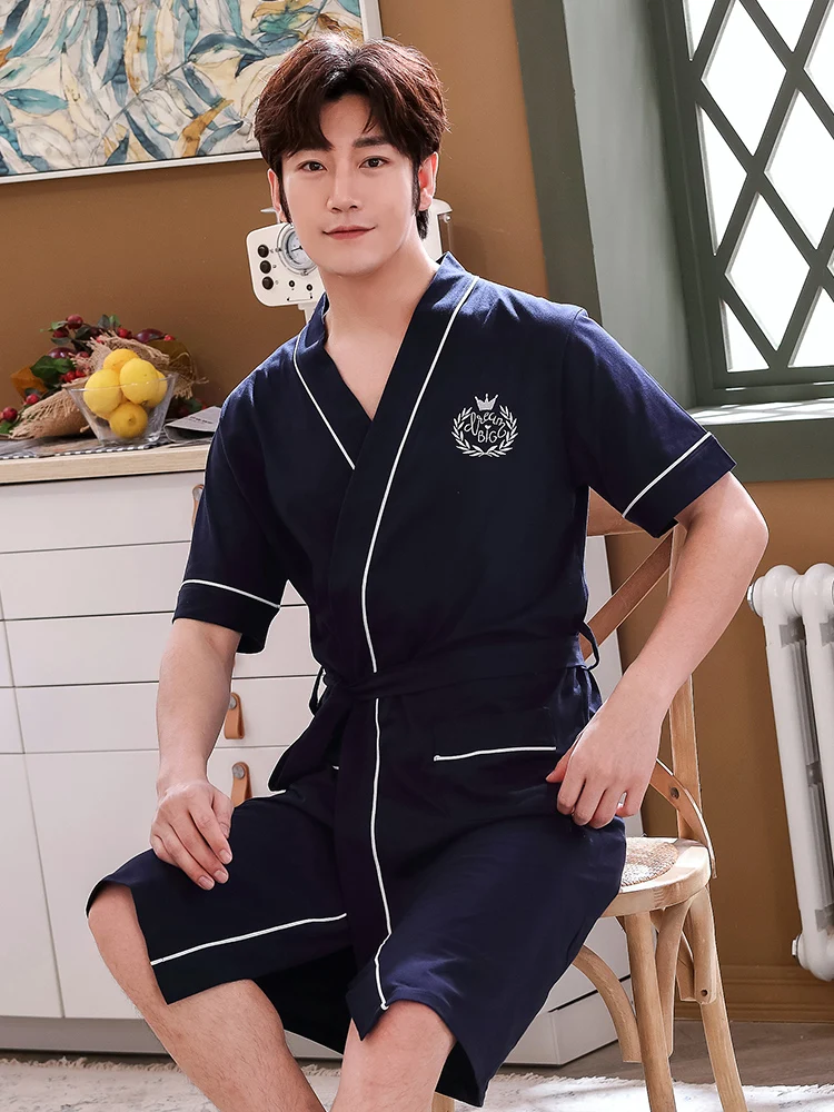 [Хлопок Синьцзян] Летняя мужская хлопковая ночная рубашка с короткими рукавами