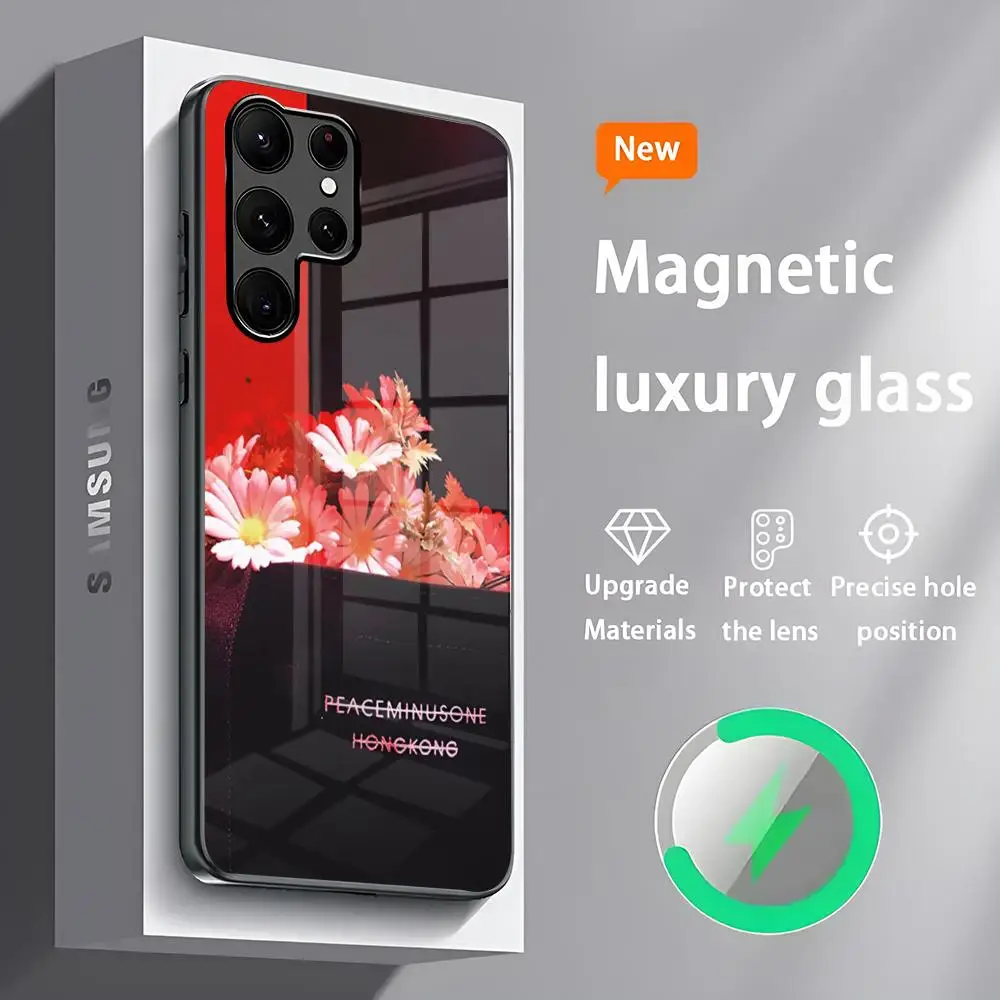 Модный чехол для телефона P-Peaceminusone Samsung S 25 S24 S23 S22 S21 S20 Plus Ultra Note20 стеклянный