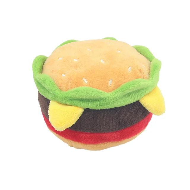 Hamburger pet plush toy sound toy fries burger milkshake cup with BB sound paper 2