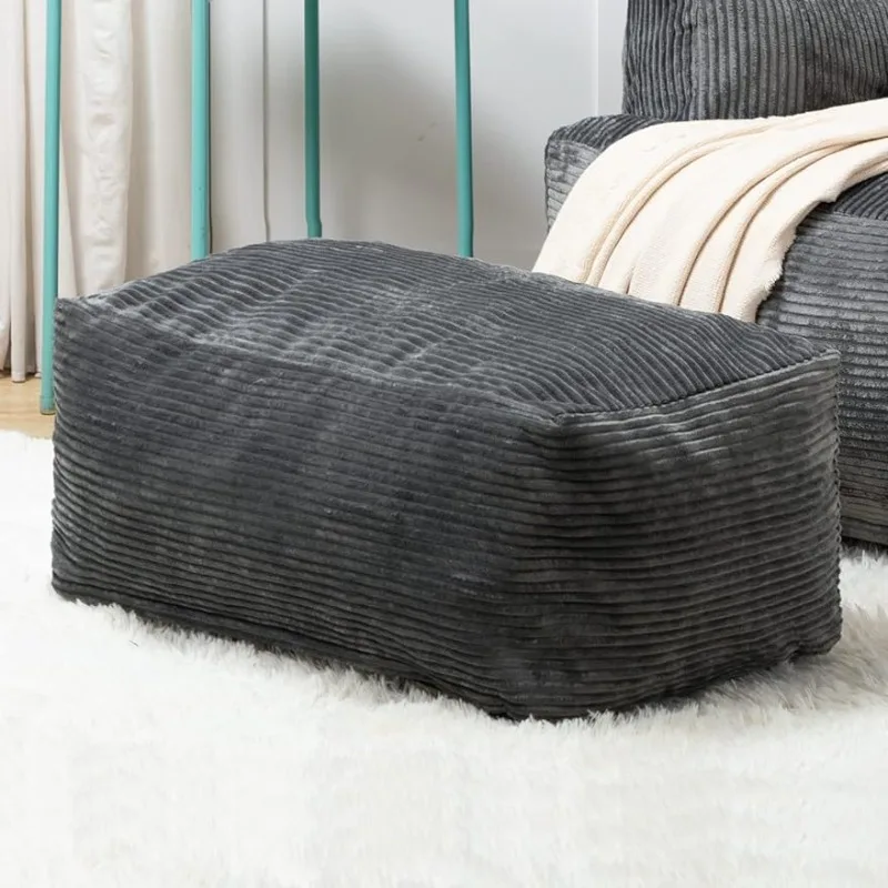 

HollyHOME Bean Bag Sofa Footrest Stool, 6LB Memory Foam Filled Lounge Stool, Accent Single Ottoman with Washable Cover, Padde