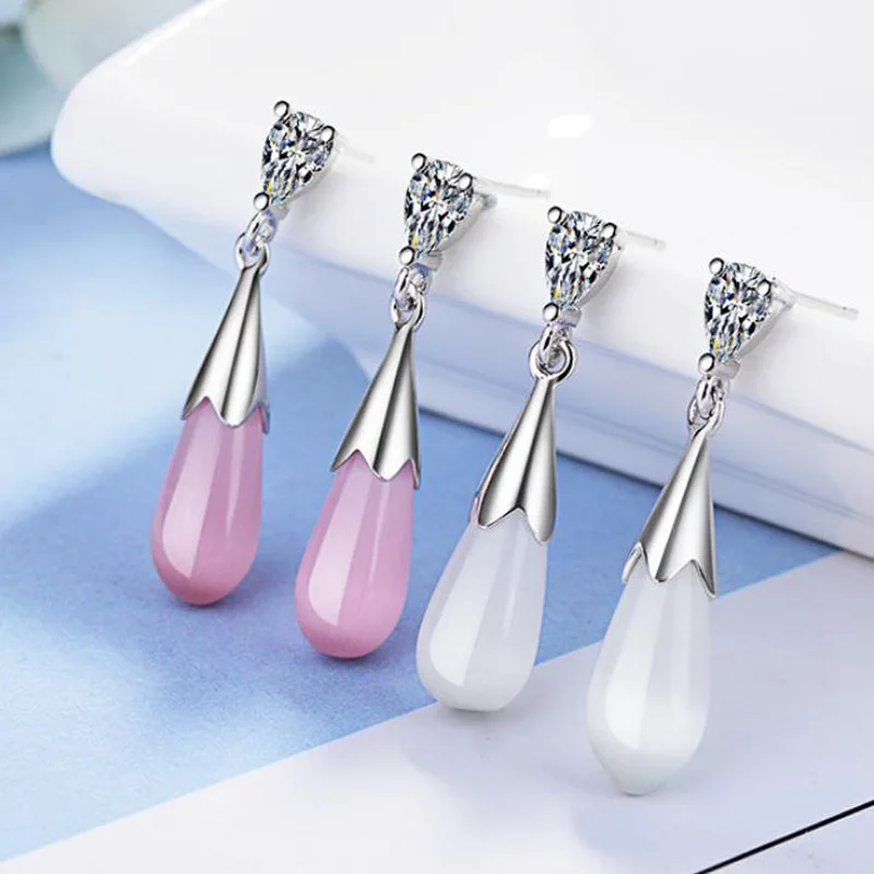 

Элегантные милые серьги-гвоздики в виде капель с опалом в виде баклажана, подарок для девушки, подарок, модные ювелирные изделия