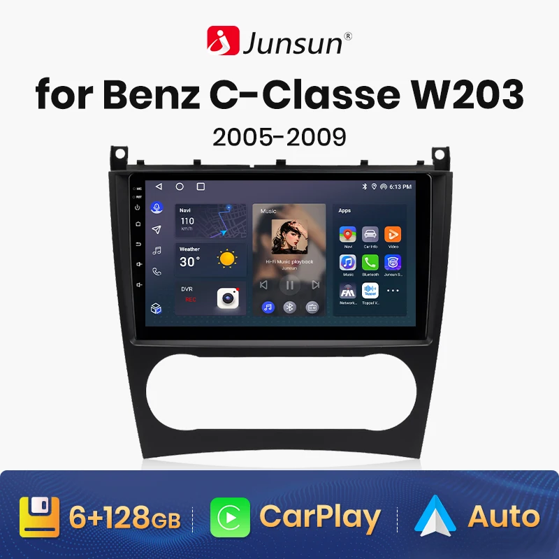 Junsun V1 AI голосовое беспроводное CarPlay Android авто радио для Mercedes Benz C Class W203 2005-2009 C200 C230