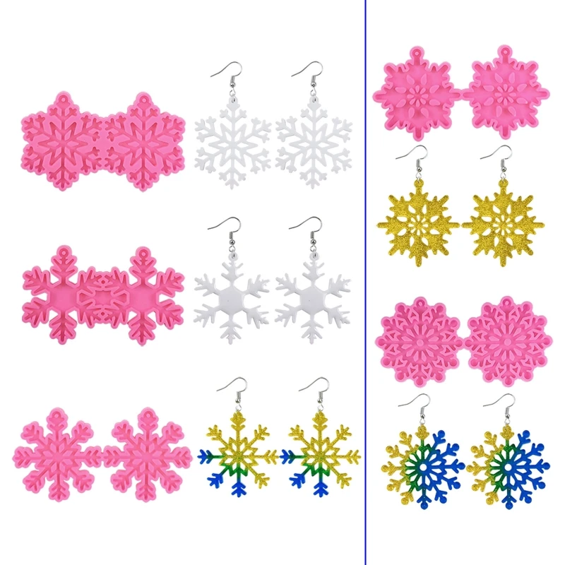 

Snowflake Pendant Combination Earrings Mold Christmas Pendant Silicone Mold Home Decoration Mold Suitable for Women