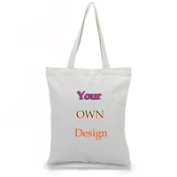 diy custom canvas bag printed logo shopping bag leisure fashion womens single shoulder bags print own design logo