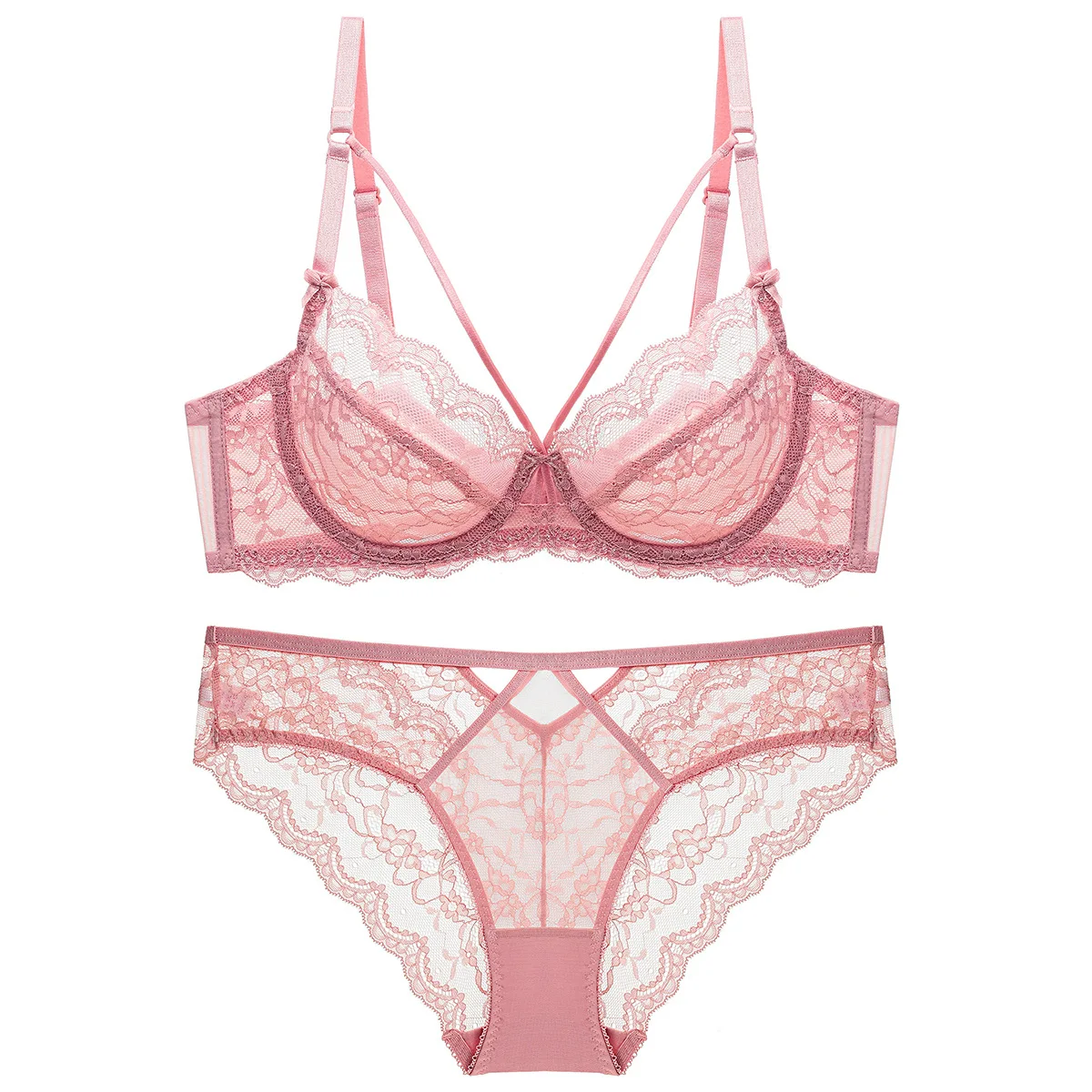 

Sexy Lace Ultra-thin Underwear Women's Sponge Free Breathable Transparent Elegant Large Bra Sexy Underwear Womens Lingerie Set