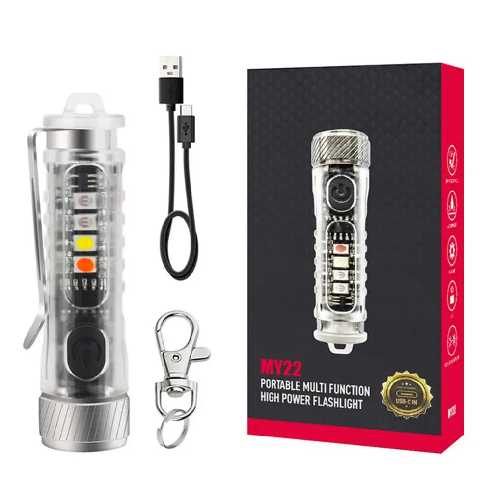 

Multifunctional 11 Modes High Power Led Flashlights Torches With Key Chain USB Charging Mini Flashlight For Camping Self Defense