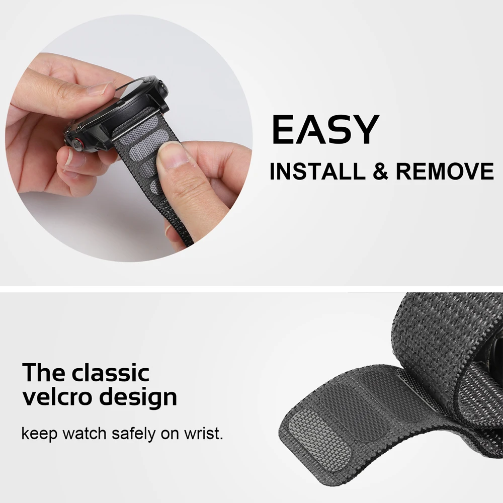 YAYUU 26 20 22mm Nylon Watch Band For Garmin Fenix 7X 6X Pro 7 7S 6 6S 5X 5 5S Plus/Venu 2 Plus Hook and Loop Quick Dry Strap