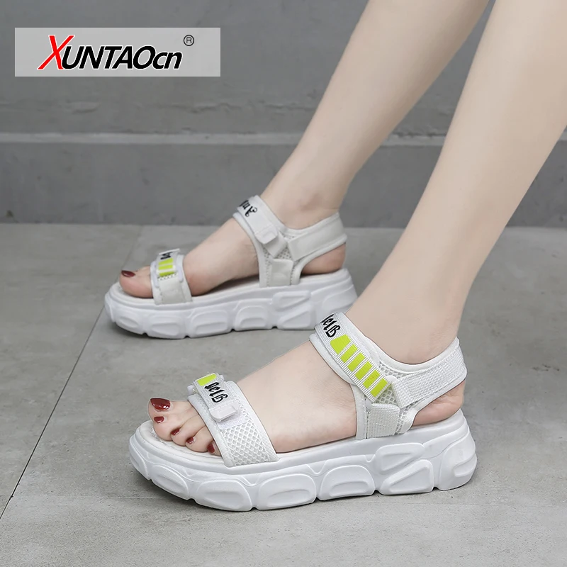 2022 summer new Sports sandals female tide the Velcro student flat female sandals women's shoes Platform Casual Sandals