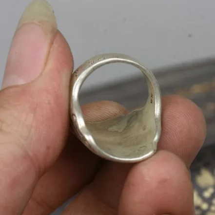 2 9 см старое китайское серебро Miao Kylin Qilin голова зверя ювелирное изделие ручное