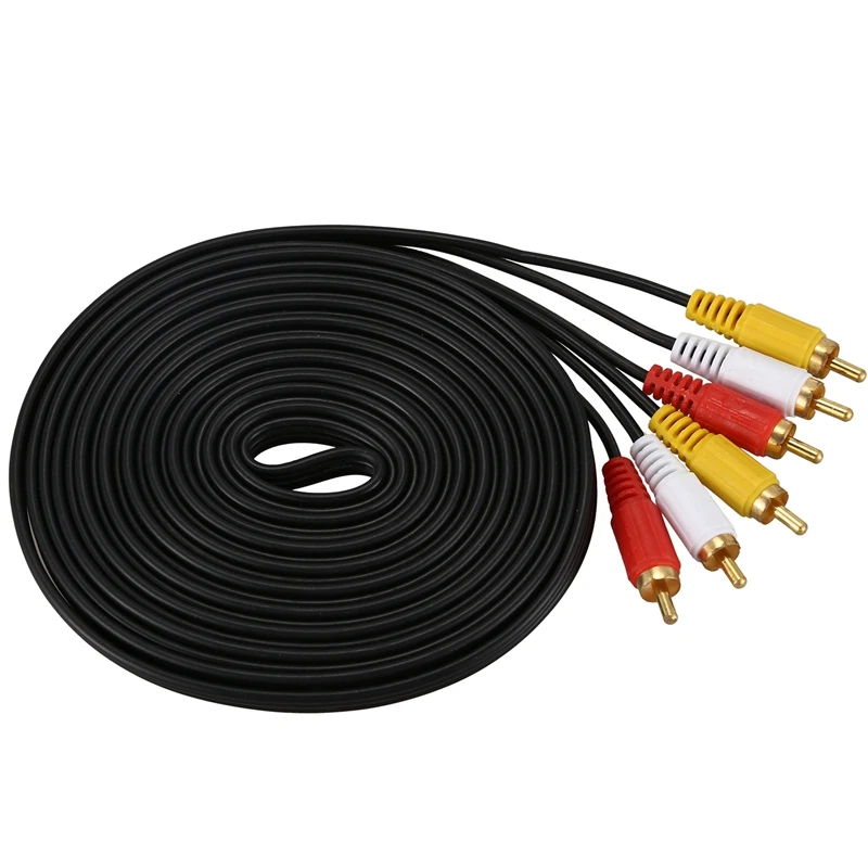 

Тройной 3 RCA штекер-Штекер Аудио Видео DVD кабель ТВ АВ 4,6 м длинный черный