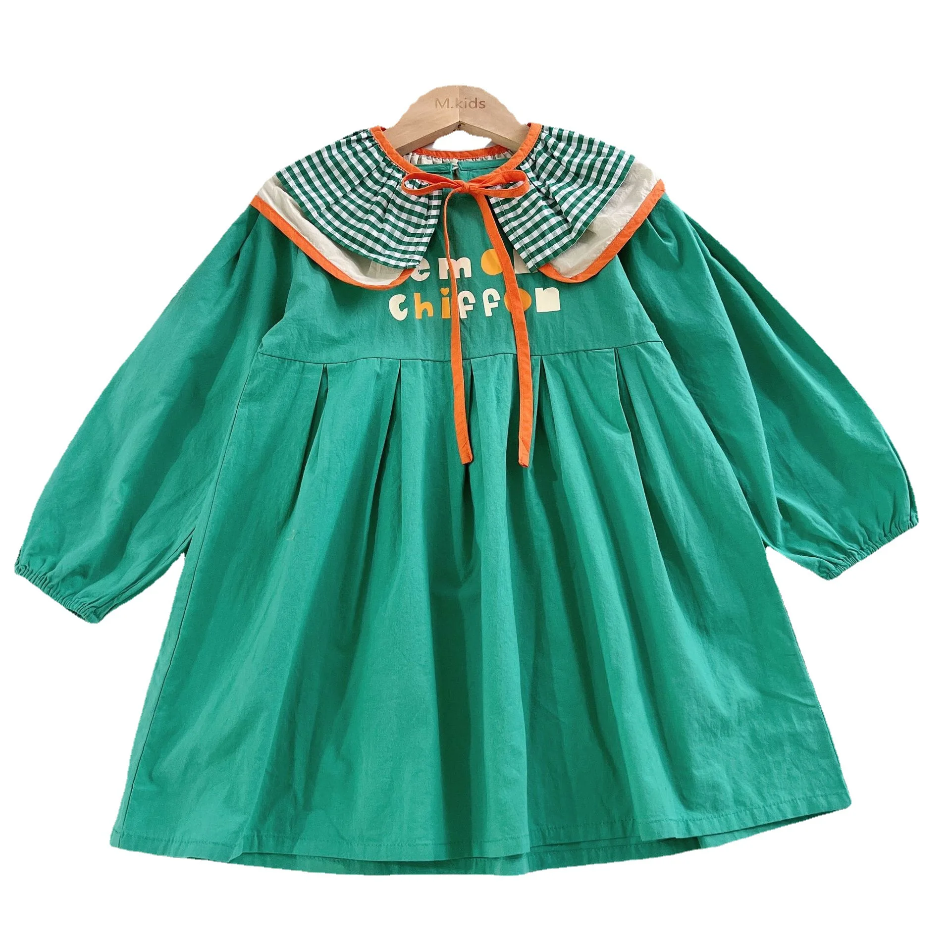 

2022 Spring New Luxury Green Dress Teenage Girls Clothing Kids Fashion Dress Boutique Kids Clothing Princess Dress