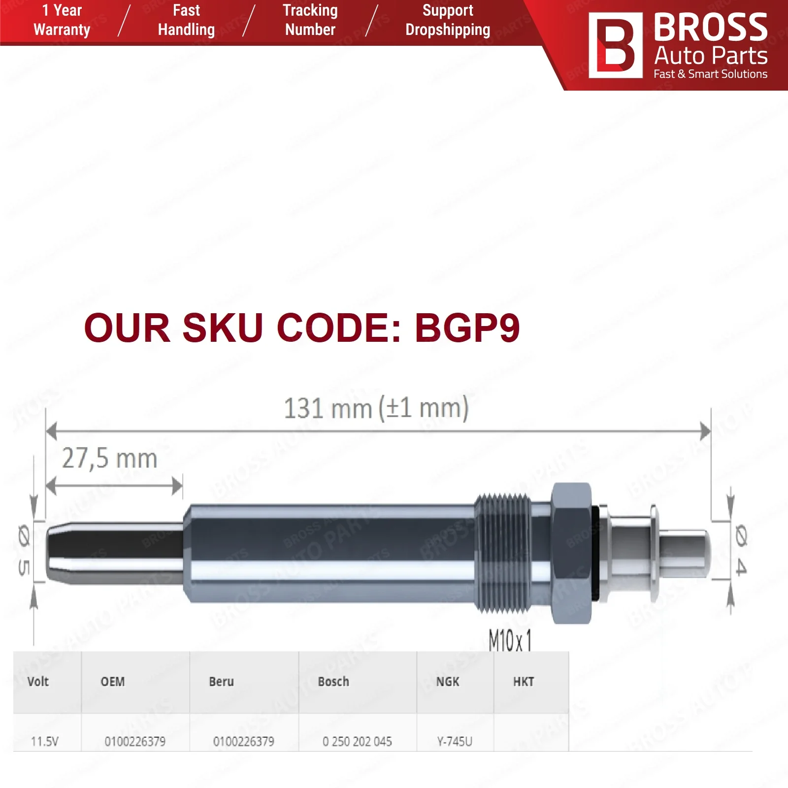 Автозапчасти Bross BGP9 1 шт. нагреватели свечение GX129 80036 0 250 202 045 для Mercedes Chrysler Cherokee