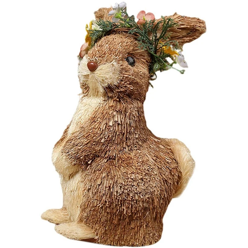 

Straw Rabbit Ornaments - Straw Easter Bunny Decoration Statue, Art Collections for Indoor Outdoor Home Yard Decor