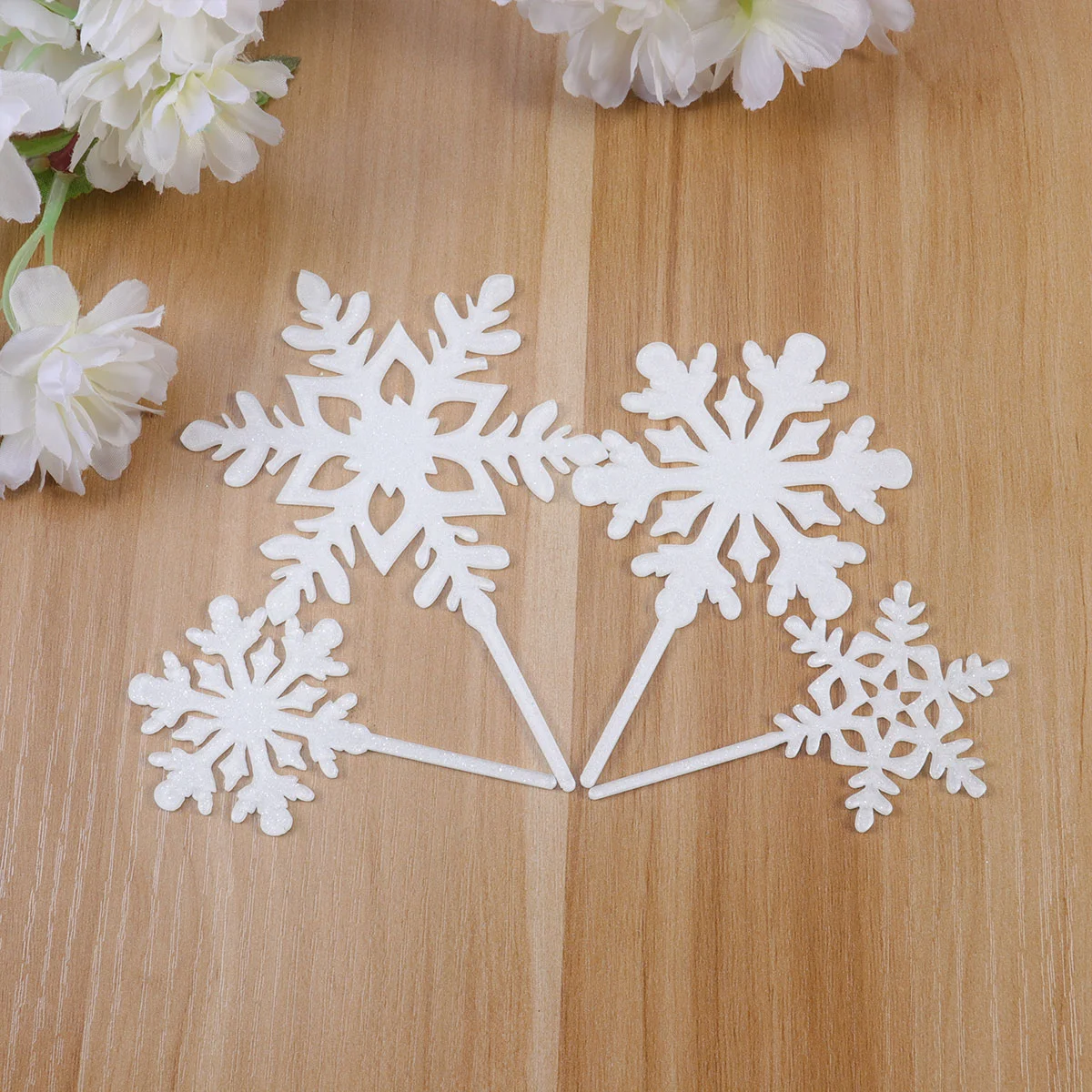

12PCS Christmas Cake Decoration Snowflake Cupcake Toppers Picks Ornaments Decor for New Year