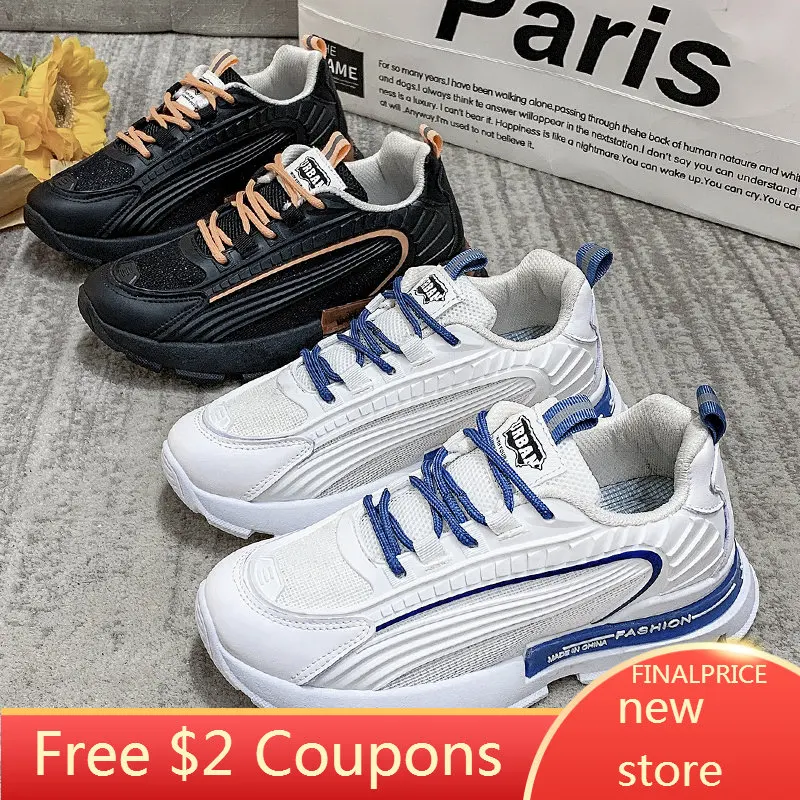 

Женские массивные повседневные кроссовки, весенние женские кроссовки на платформе, удобная спортивная обувь для бега, роскошная кожаная мо...