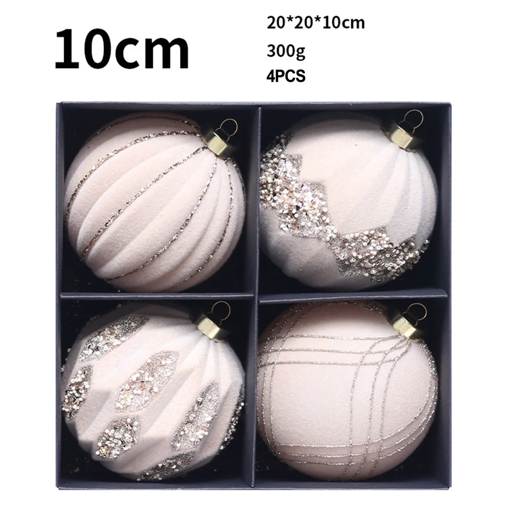 10 см 4 шт. подвески для рождественской елки из ПЭТ алмазные флокированные