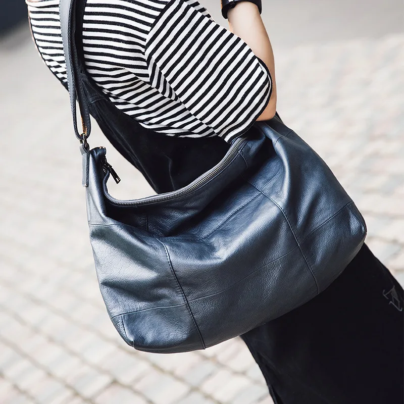 

Новинка 2023, удобная женская большая повязка на голову, многослойная мягкая сумка из воловьей кожи, вместительная сумка с косой ручкой