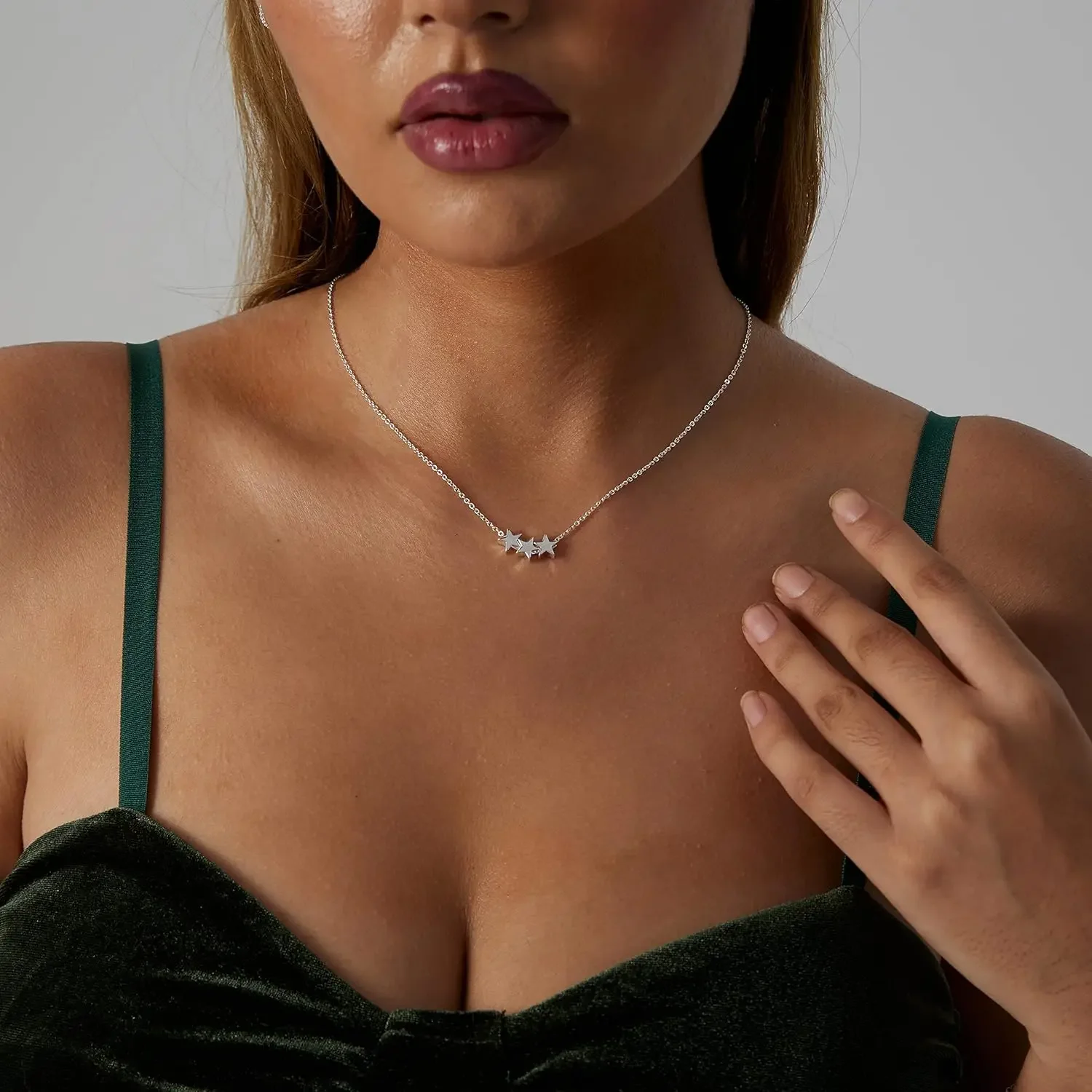 Винтажное серебряное многоуровневое ожерелье со звездой металлическая