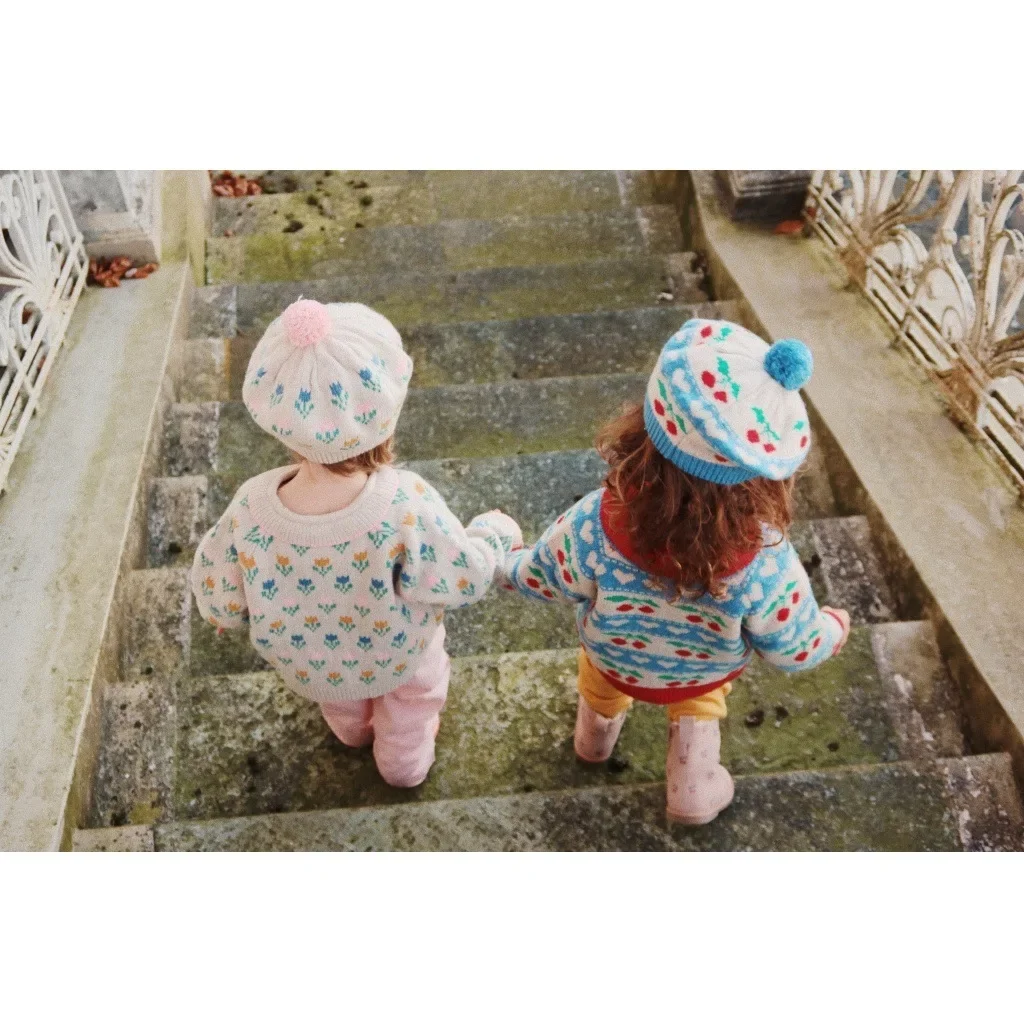 Осень 2024 детский Рождественский кардиган KS вязаный свитер с вышивкой для девочек