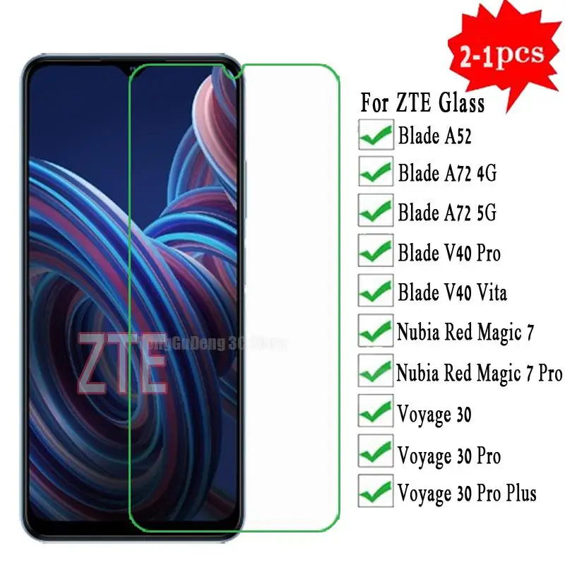 

2-1PC For ZTE Blade A72 A52 V40 Vita Pro Tempered Glass for Nubia Red Magic 7 Pro Glass Protector on ZTE Voyage 30 Pro Pls Cover