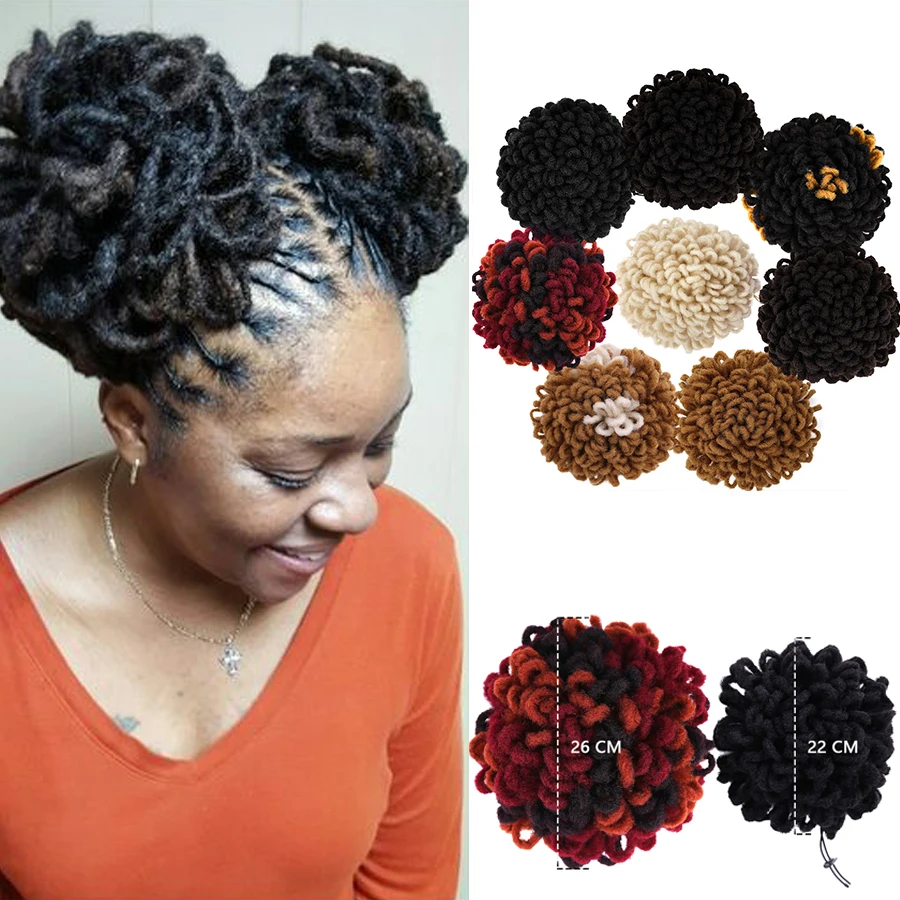 

Wholesale 10Inch Synthetic Dreadlocks Chignon Afro Puff Drawstring Ponytail African Hair Bun Extensions Short Comb On Hairpiece
