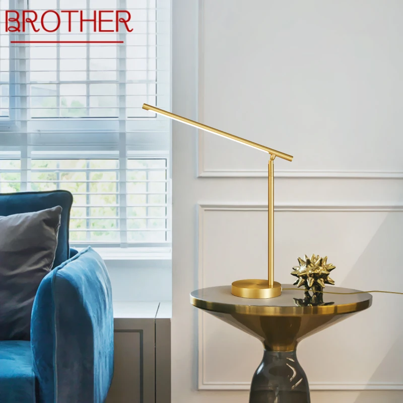 

BROTHER Gold Brass Table Lamp Contemporary Creative Decor LED 3 Colors Desk Lighting For Home Bed Room