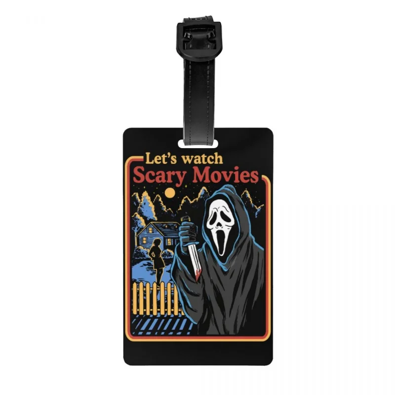 

Lets Watch Scary Movies Scream Luggage Tag for Travel Suitcase Horror Privacy Cover ID Label