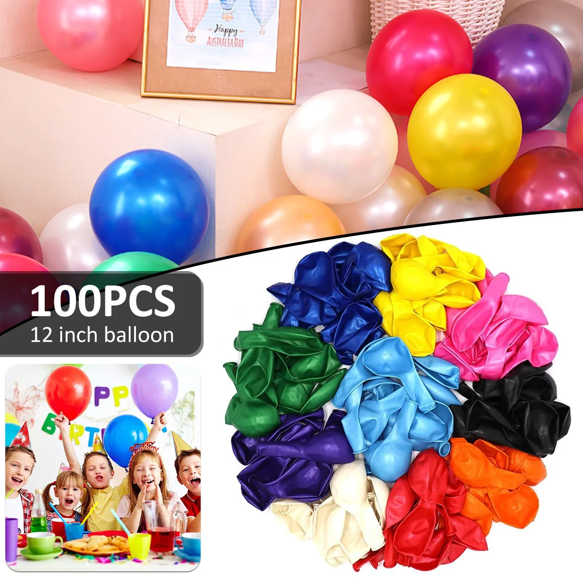 

L 100Pcs 12inch Pearlescent Balloons Thicken Latex Pearl Round Balloons Reusable Balloon Party Balloon Decoration for Wedding