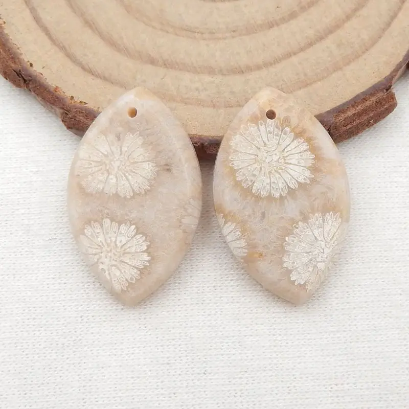 

New Design Natural Stone Indonesian Coral Earring Beads 26x16x3mm 5g Semiprecious Stone Fashion Jewelry Earrings Accessories