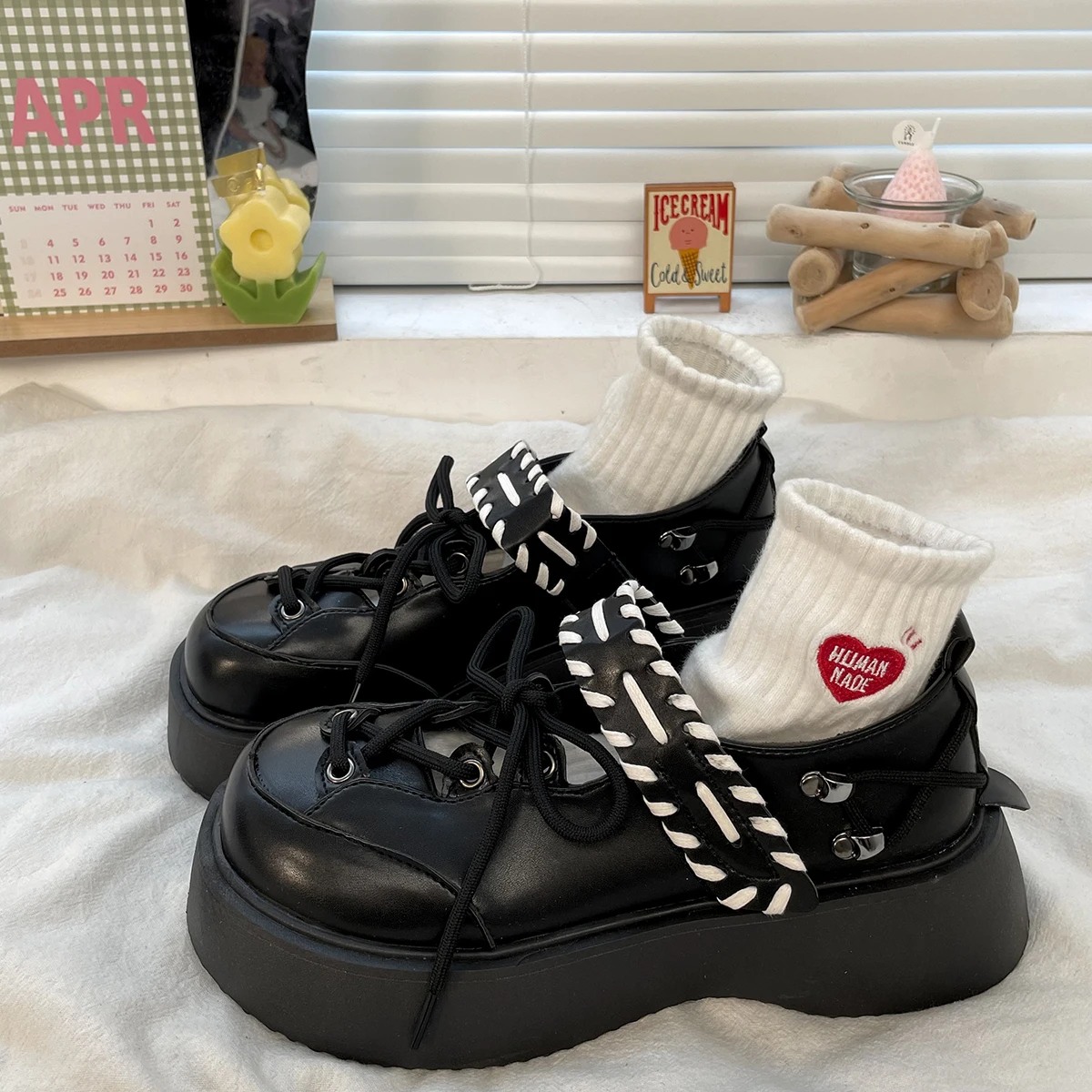 

Lolita Shoes Thick Heel Platform Shoes Retro Mary Jane Japanese JK Uniform Sneakers College SpicyGirls High Heels Women's Shoes