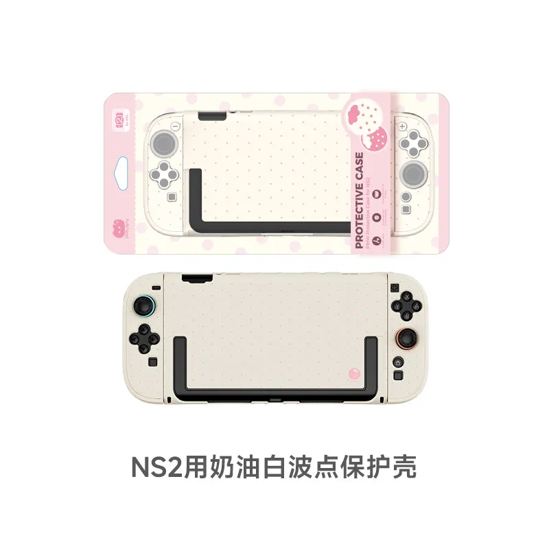Защитный чехол Cute Switch 2 для NS2, розовый в горошек, жесткий корпус с накладками на стики, наклейками на кнопки и противоскользящим покрытием (art.: 3920dc45f3b71) - 3920dc45f3b71