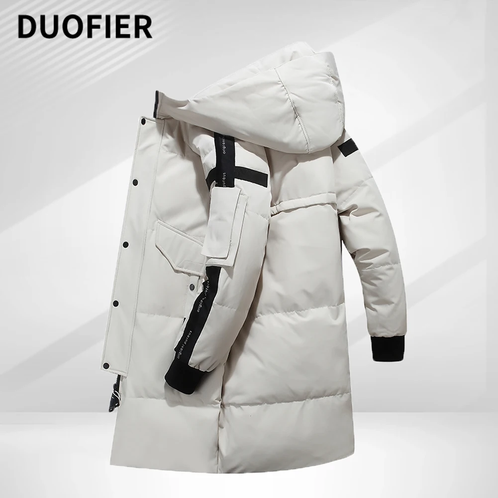 Мужской длинный пуховик в Корейском стиле, повседневная приталенная куртка в стиле пэчворк с капюшоном, Флисовая теплая куртка, уличная одежда, камуфляжные мужские пальто