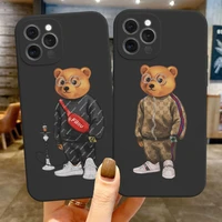 soft tpu case for iphone 13 pro max mini 7 8 plus xr x xs se 2020 cute bear cover for iphone 11 12 pro max fashion brand fundas