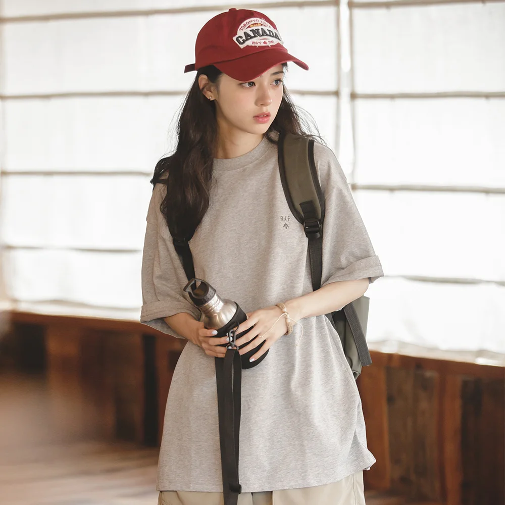 

Maden Women's Basic 100% Cotton Short Sleeve T-shirt Casual Loose Solid Color Oversized Tees 2023 Summer Y2K Tops Streetwear